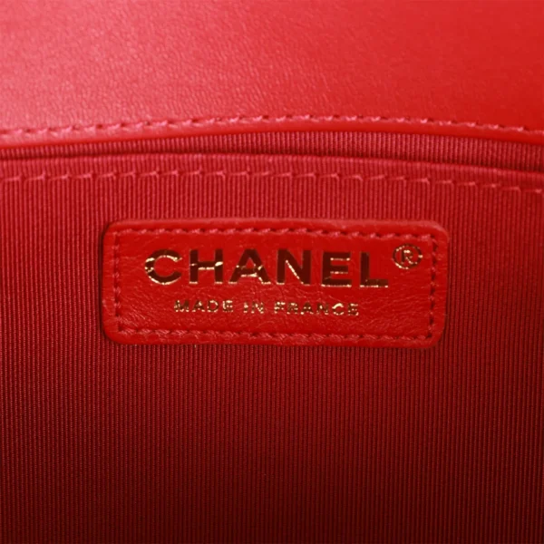 Chanel Medium Boy Bag Red Lambskin Antique Gold Hardware
