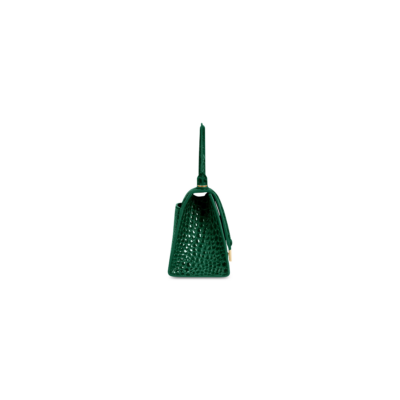 WOMEN'S HOURGLASS SMALL HANDBAG CROCODILE EMBOSSED IN FOREST GREEN