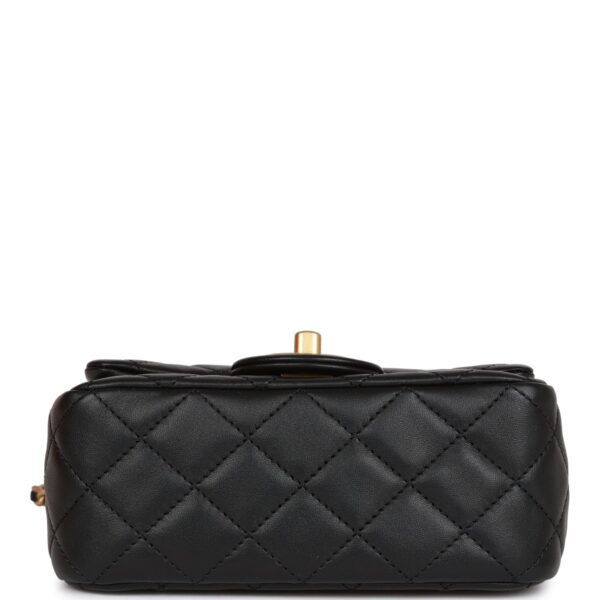 f65fe90b501d24226ff3c95021cc96b0 Chanel CC Pearl Crush Mini Square Flap Bag Black Lambskin Antique Gold Hardware
