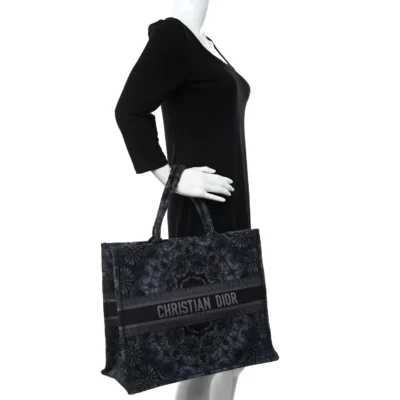 f73715ad354086faefeca71a60760923 CHRISTIAN DIOR Canvas Embroidered Large KaleiDioroscopic Book Tote Blue