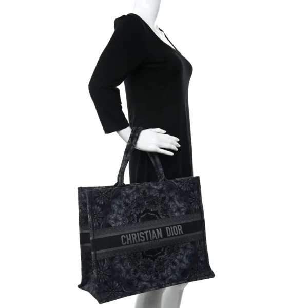 f73715ad354086faefeca71a60760923 CHRISTIAN DIOR Canvas Embroidered Large KaleiDioroscopic Book Tote Blue