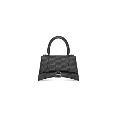 WOMEN'S HOURGLASS SMALL HANDBAG BB MONOGRAM COATED CANVAS IN BLACK
