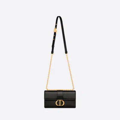 30 MONTAIGNE EAST-WEST BAG WITH CHAIN Black Calfskin