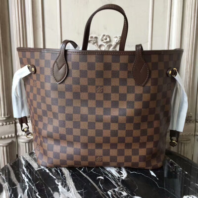 Louis Vuitton N41603 Neverfull MM Shoulder Bag Damier Ebene Canvas