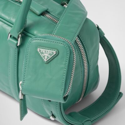 Prada Small antique nappa leather top handle bag - Sage Green