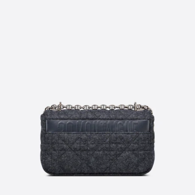 MEDIUM DIOR CARO BAG Navy Blue Macrocannage Felt