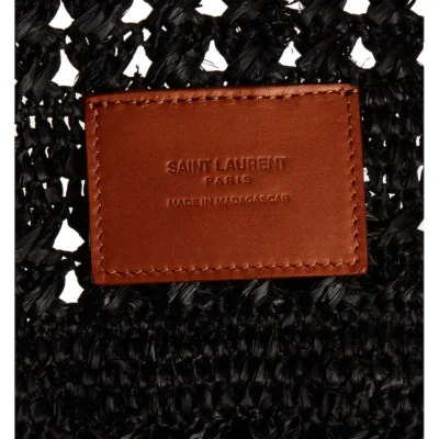 YSL Panier Medium Bag in Crochet Raffia and Smooth Leather