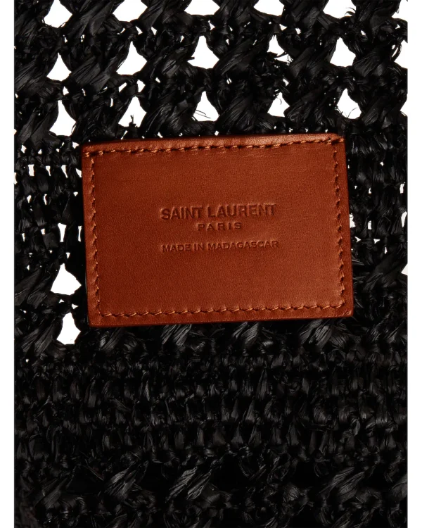YSL Panier Medium Bag in Crochet Raffia and Smooth Leather