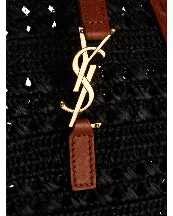 YSL Panier Medium Bag in Crochet Raffia and Smooth Leather