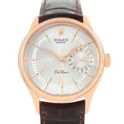 Rolex Cellini m50515-0008 39MM Silver Dial Rose Gold-tone Case