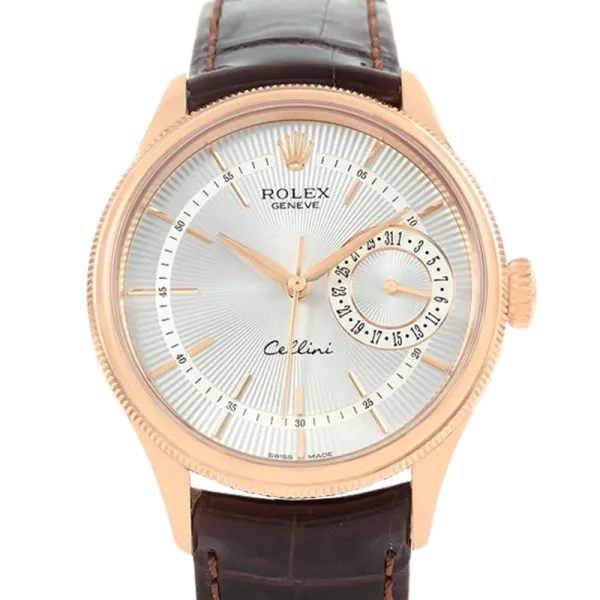 Rolex Cellini m50515-0008 39MM Silver Dial Rose Gold-tone Case