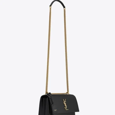 YSL Sunset Medium Chain Bag In Coated Bark Leather