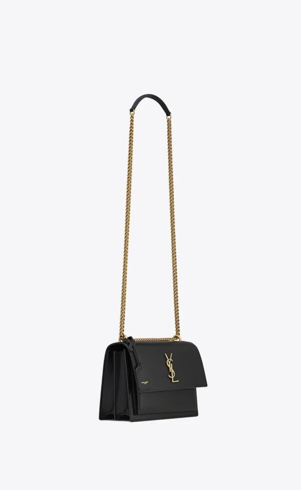 YSL Sunset Medium Chain Bag In Coated Bark Leather