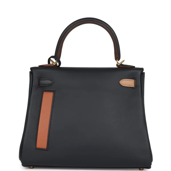 fb22d53d2d09c67091118c0bc03fae56 Hermès Colormatic Kelly Retourne 25 Caban, Black and Chai Swift Gold Hardware