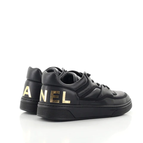 Chanel Women's Low-Top Logo Sneakers Print Leather