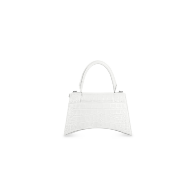 WOMEN'S HOURGLASS SMALL HANDBAG CROCODILE EMBOSSED IN WHITE