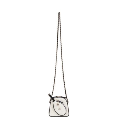 fcfd2157934b355c21d3526f35e9218f Chanel "Monte-Carlo" Mini Crossbody Tennis Bag White Canvas Light Gold Hardware