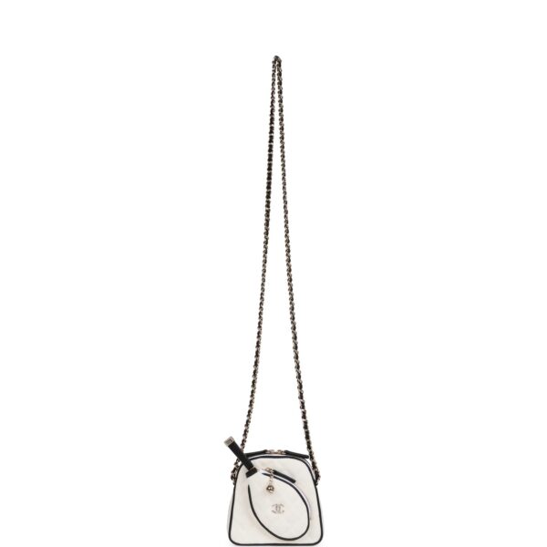 fcfd2157934b355c21d3526f35e9218f Chanel "Monte-Carlo" Mini Crossbody Tennis Bag White Canvas Light Gold Hardware