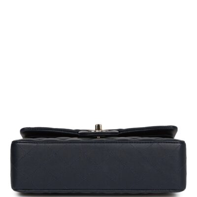 Chanel Small Classic Double Flap Navy Lambskin Light Gold Hardware
