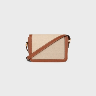 fd42612f8ba461685de8eb61637b55b2 TEEN TRIOMPHE BAG IN TEXTILE AND CALFSKIN NATURAL / TAN