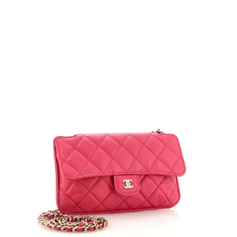 Chanel Foldable Tote Bag with Chain Quilted Caviar with Printed Nylon