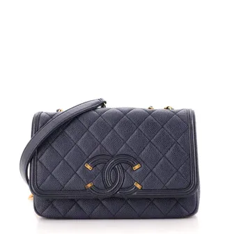 Chanel Filigree Flap Bag Quilted Caviar Small