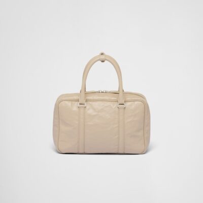 Prada Medium antique nappa leather top handle bag - Desert Beige