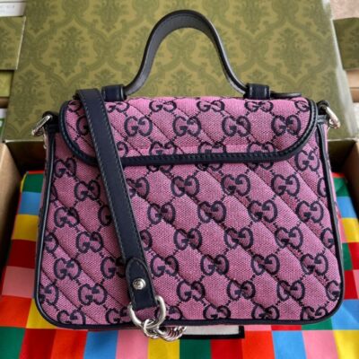 Gucci GG Marmont Multicolor Mini Top Handle Bag 583571 Pink