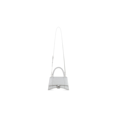 WOMEN'S HOURGLASS SMALL HANDBAG CROCODILE EMBOSSED IN GREY