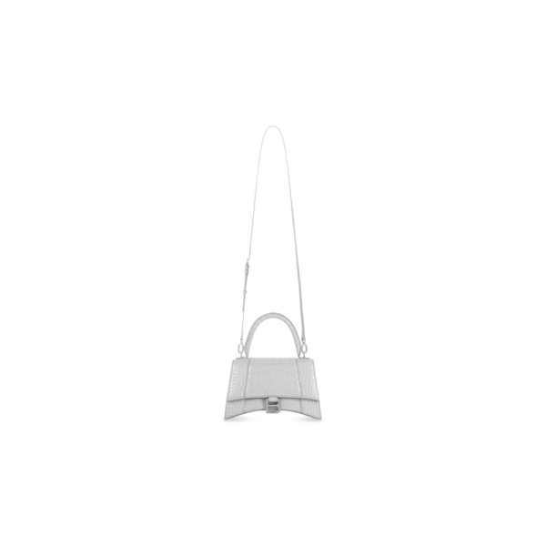 WOMEN'S HOURGLASS SMALL HANDBAG CROCODILE EMBOSSED IN GREY