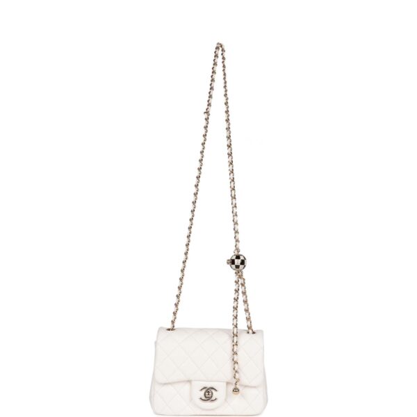 ff05e02773acfa3a6f914c07b2d894de Chanel Pearl Crush Mini Square Flap Bag White Lambskin Light Gold Hardware