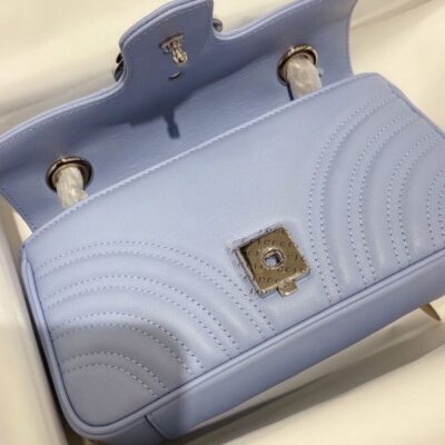 Gucci Mini GG Marmont Silver GG Signature & Shoulder Strap Violet Matelasse Chevron Leather Flap Crossbody For Ladies Online