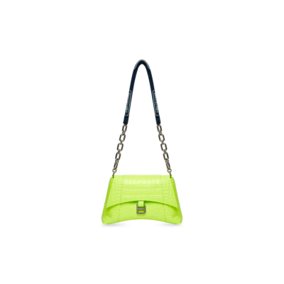 WOMEN'S DOWNTOWN SMALL SHOULDER BAG WITH CHAIN CROCODILE EMBOSSED IN YELLOW