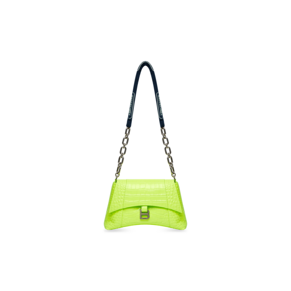 WOMEN'S DOWNTOWN SMALL SHOULDER BAG WITH CHAIN CROCODILE EMBOSSED IN YELLOW