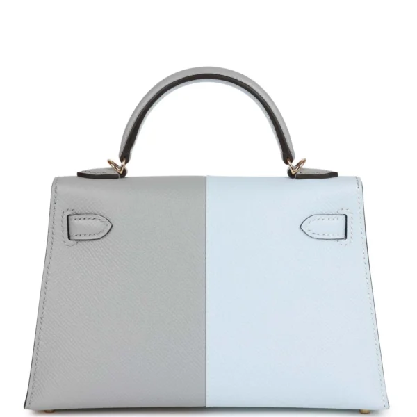 Hermès Special Order (HSS) Kelly Sellier 20 Casaque Bleu Brume and Gris Meyer Epsom Permabrass Hardware