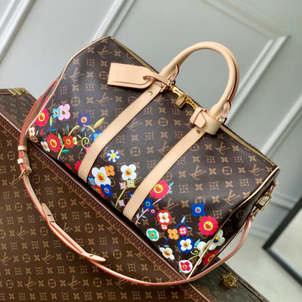 KEEPALL BANDOULIÈRE  FLORAL 45 IN BROWN MONOGRAM COATED CANVAS