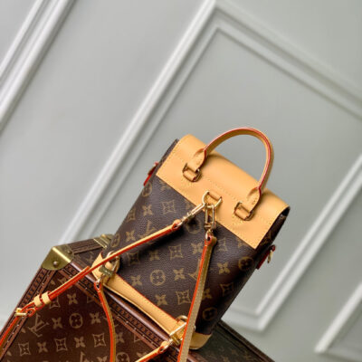 SOHO MINI 23 IN BROWN MONOGRAM COATED CANVAS AND CALFSKIN