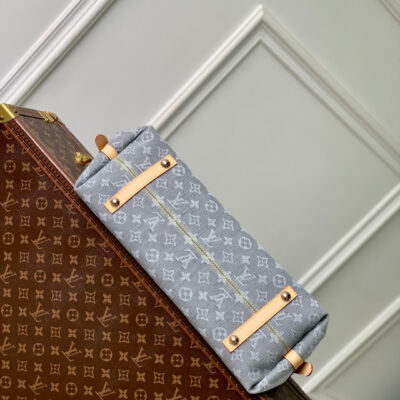 CARRYALL CARGO VIBE PM 33.5 IN GREY MONOGRAM DENIM LIGHT BROWN CALFSKIN