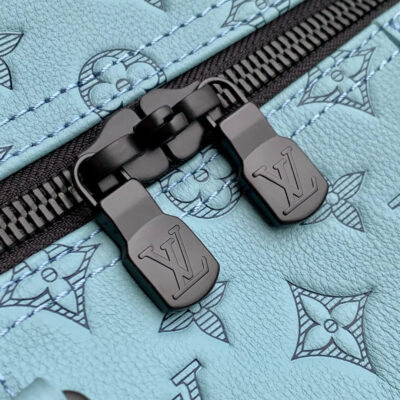 KEEPALL BANDOULIÈRE 50 IN SKY BLUE MONOGRAM SHADOW EMBOSSED CALFSKIN