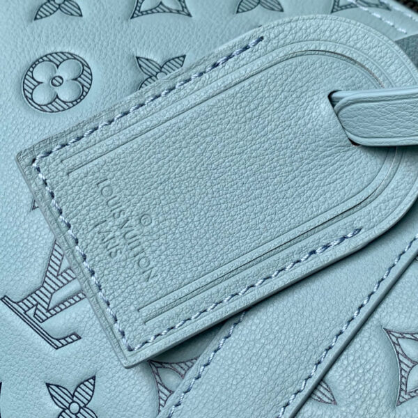 KEEPALL BANDOULIÈRE 50 IN SKY BLUE MONOGRAM SHADOW EMBOSSED CALFSKIN