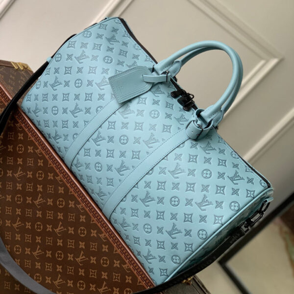 imgHD_4828b284_20250421_cmp_i1745223225288_7709_0_0_jpg KEEPALL BANDOULIÈRE 50 IN SKY BLUE MONOGRAM SHADOW EMBOSSED CALFSKIN