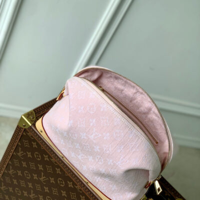 COSMETIC POUCH 27 IN PINK MONOGRAM DENIM GOLD HARDWARE