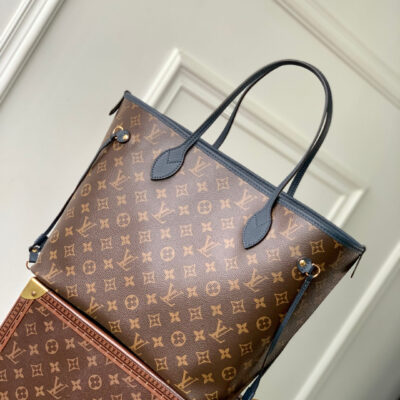 NEVERFULL BANDOULIÈRE INSIDE OUT BB 31 IN BROWN MONOGRAM CANVAS AND BLACK CALFSKIN