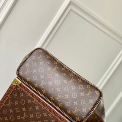 NEVERFULL BANDOULIÈRE INSIDE OUT BB 31 IN BROWN MONOGRAM CANVAS AND BLACK CALFSKIN