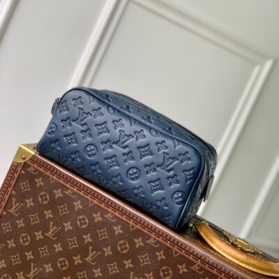 DOPP KIT 28 IN DARK BLUE MONOGRAM SHADOW CALFSKIN