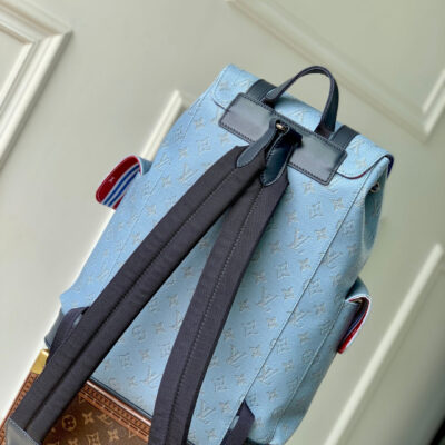 imgHD_4828b284_20250509_cmp_i1746779133934_1626_0_2_jpg CHRISTOPHER MM BACKPACK 44 IN SKY BLUE MONOGRAM HERITAGE CANVAS BLACK CALFSKIN