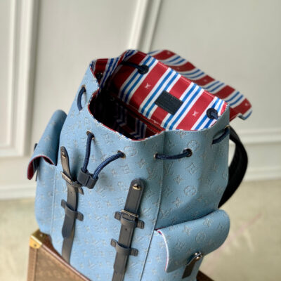 imgHD_4828b284_20250509_cmp_i1746779156047_5957_0_8_jpg CHRISTOPHER MM BACKPACK 44 IN SKY BLUE MONOGRAM HERITAGE CANVAS BLACK CALFSKIN