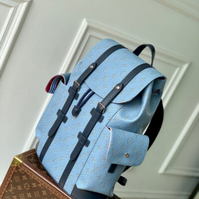 imgHD_4828b284_20250509_cmp_i1746779156153_9139_0_1_jpg CHRISTOPHER MM BACKPACK 44 IN SKY BLUE MONOGRAM HERITAGE CANVAS BLACK CALFSKIN