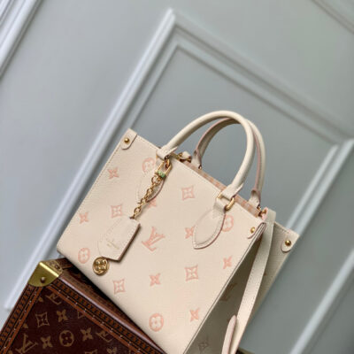 ONTHEGO 25 IN CREAM MONOGRAM EMPREINTE CALFSKIN EMBOSSED LOGO