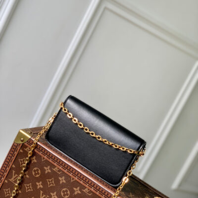 WALLET ON CHAIN BLOOM 20 IN BLACK CALFSKIN